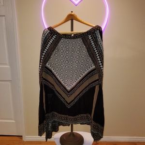 FREE PEOPLE geo tribal scarf skirt elastic waist